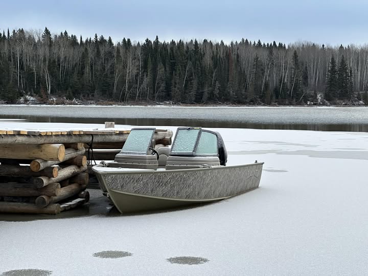 Boat on nearly frozen water