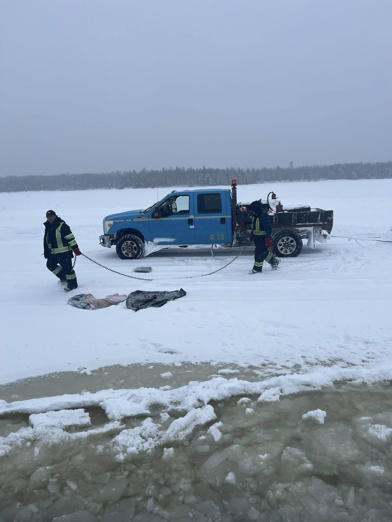Tow truck on ice
